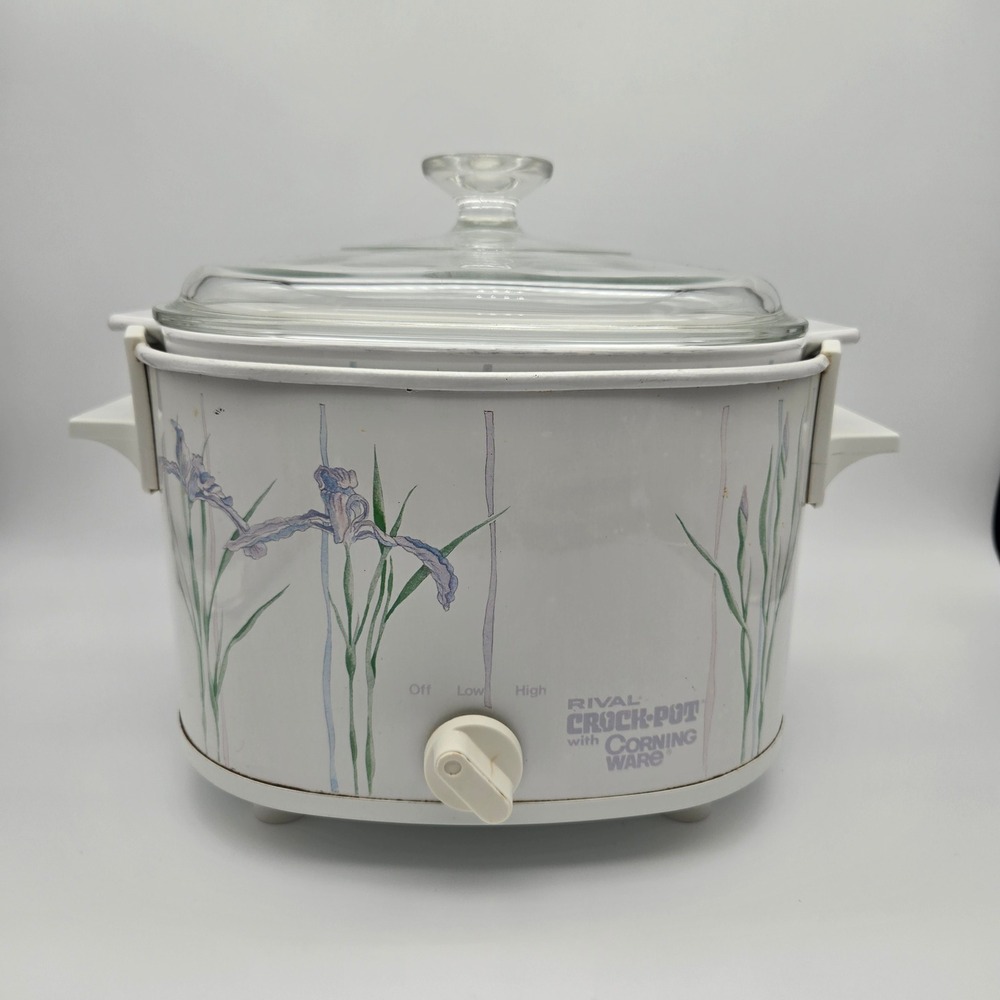 Vintage Rival Crock-Pot Corning Ware Slow Cooker Shadow Iris 3753 3QT